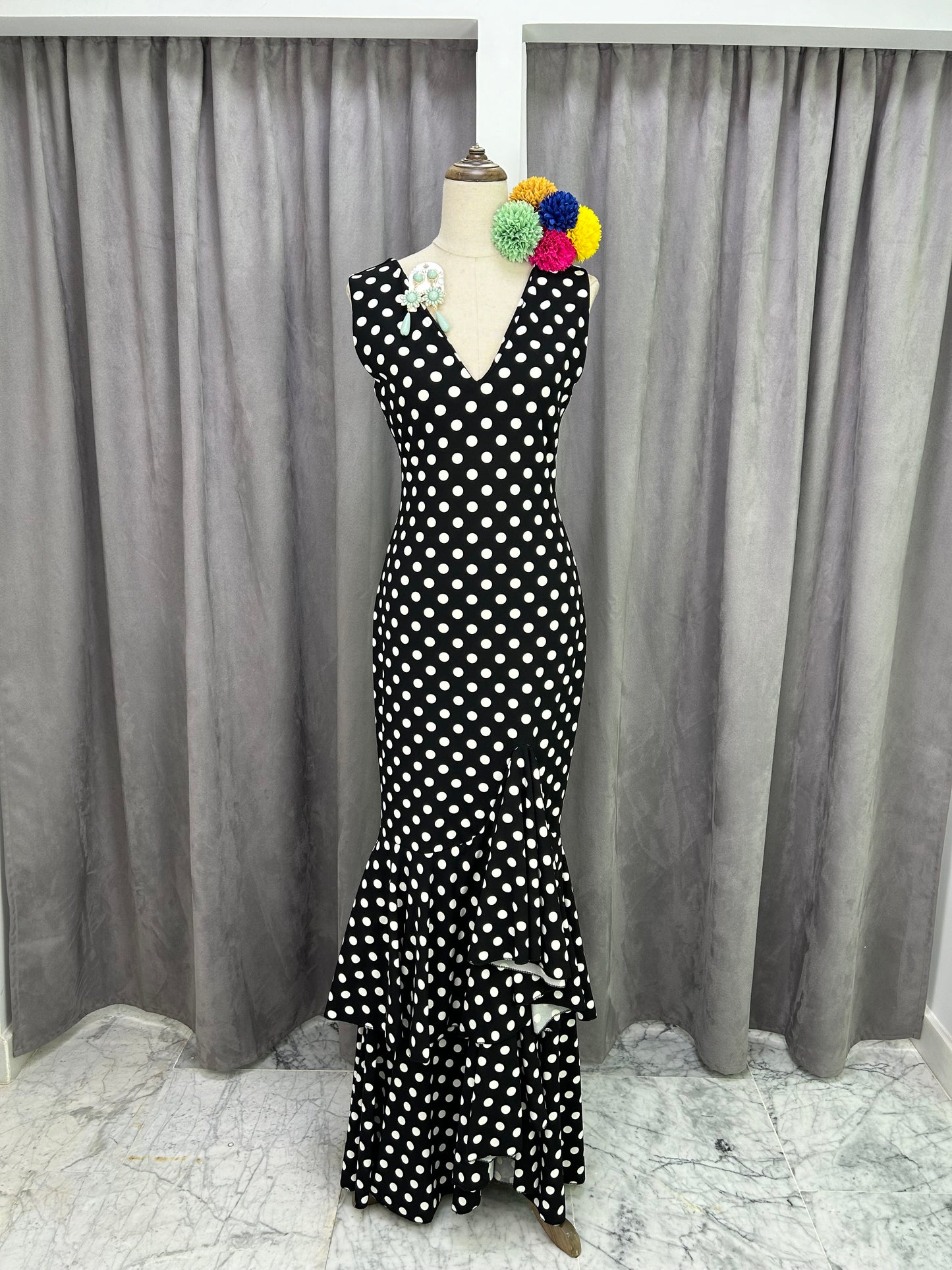 VESTIDO FLAMENCA LUNARES TIRANTES