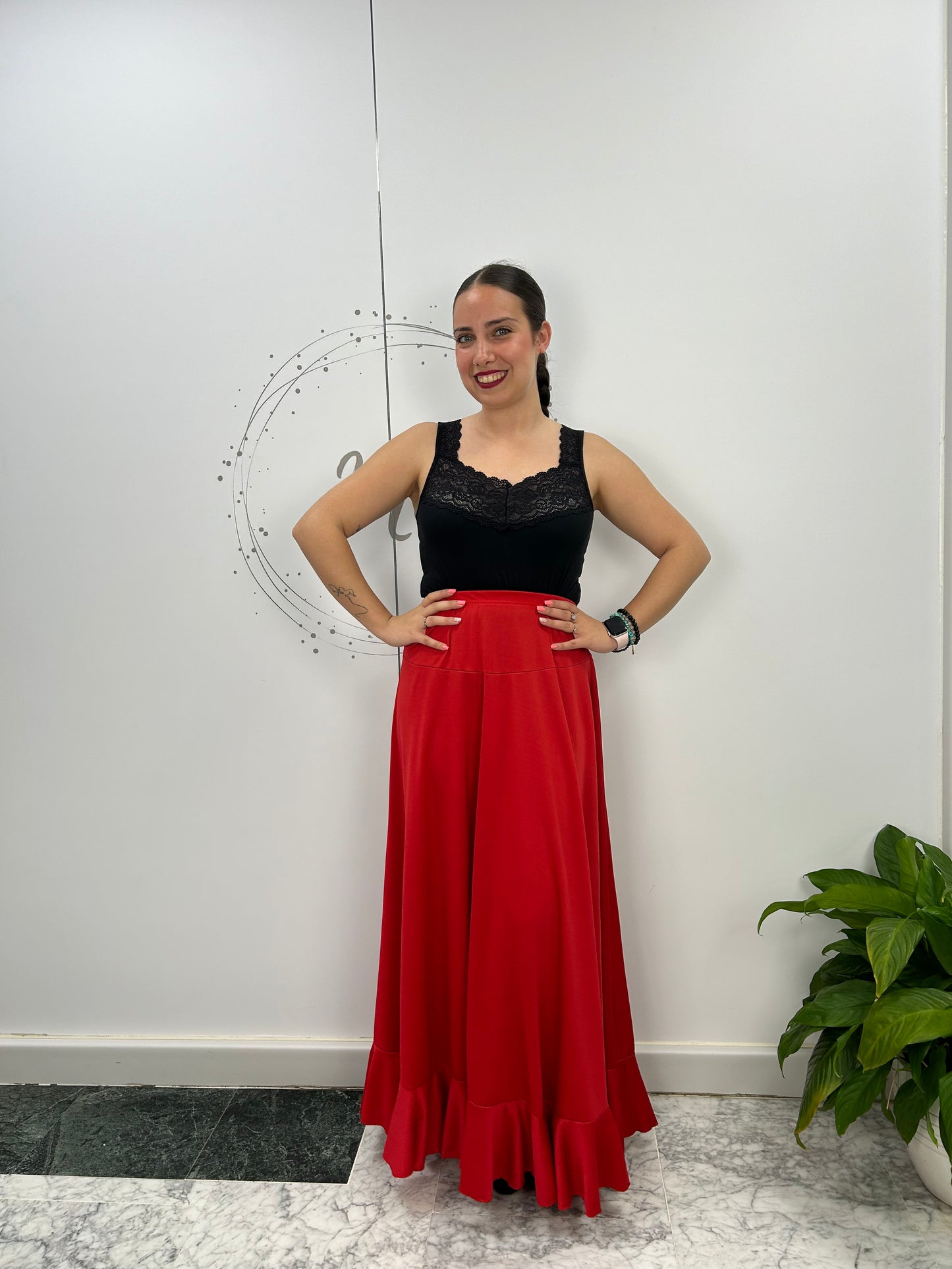 FALDA FLAMENCA ENSAYO ROJA