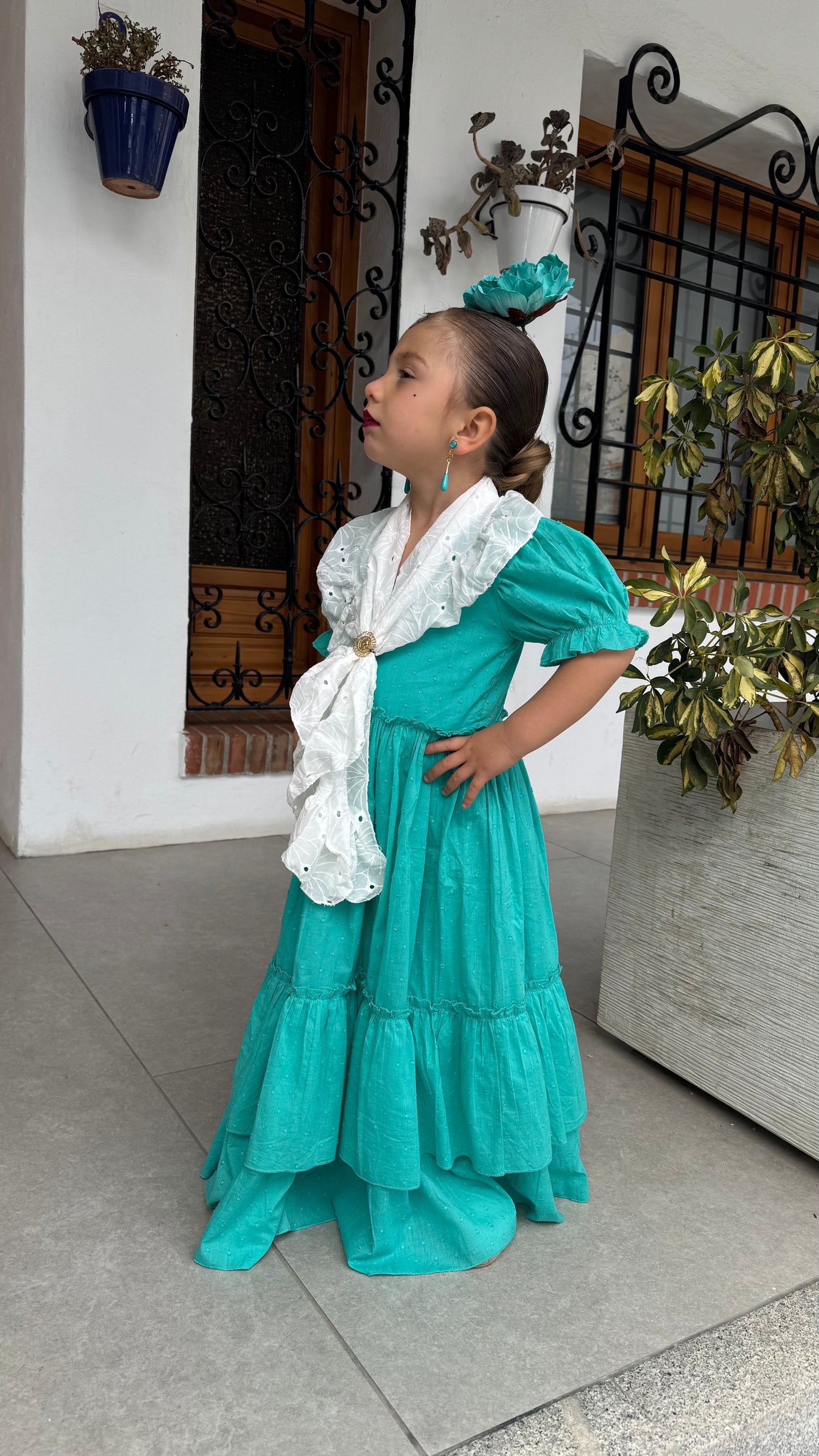 BATA FLAMENCA PLUMETI TURQUESA NIÑA