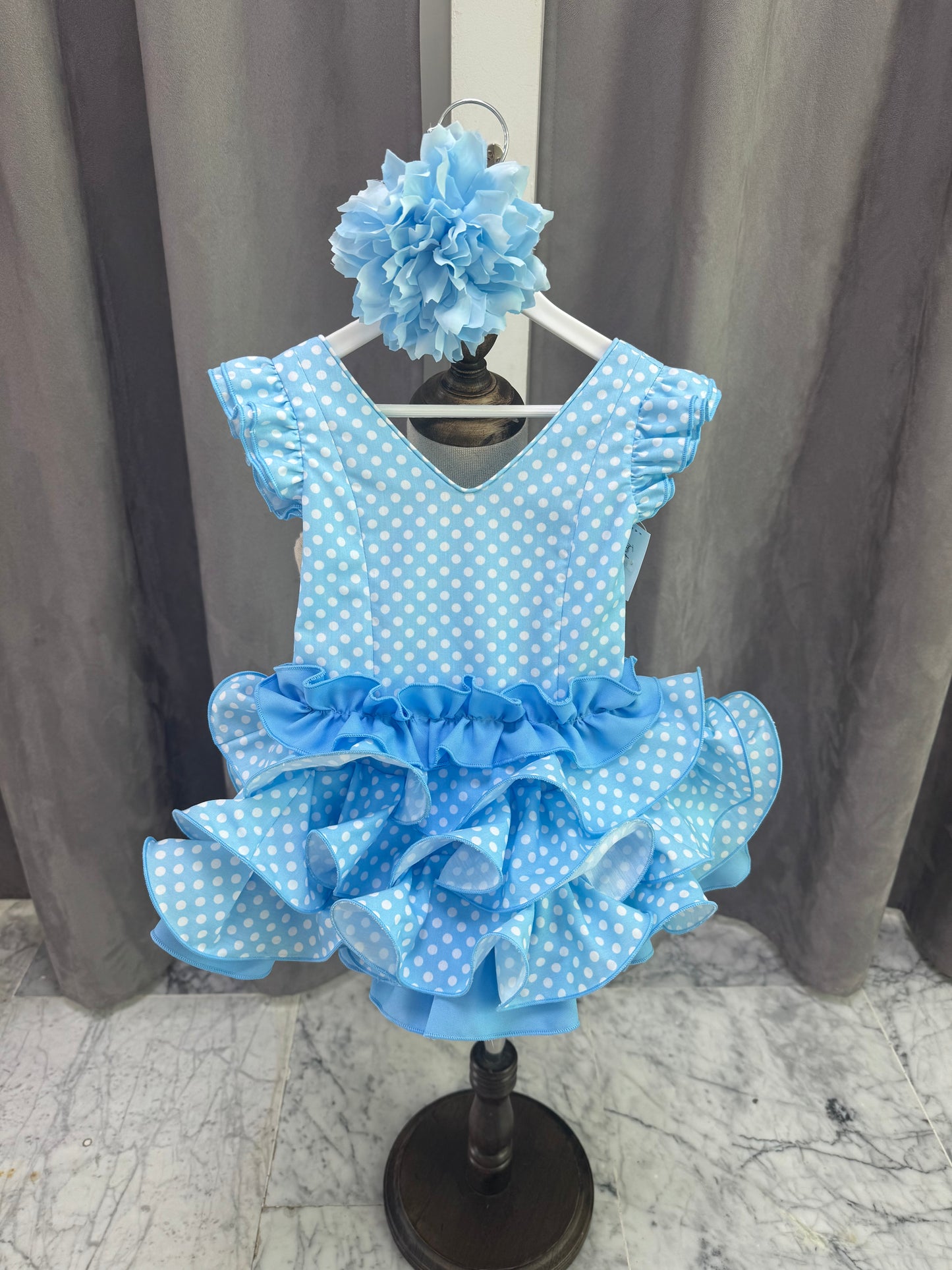 VESTIDO FLAMENCA NIÑA CELESTE
