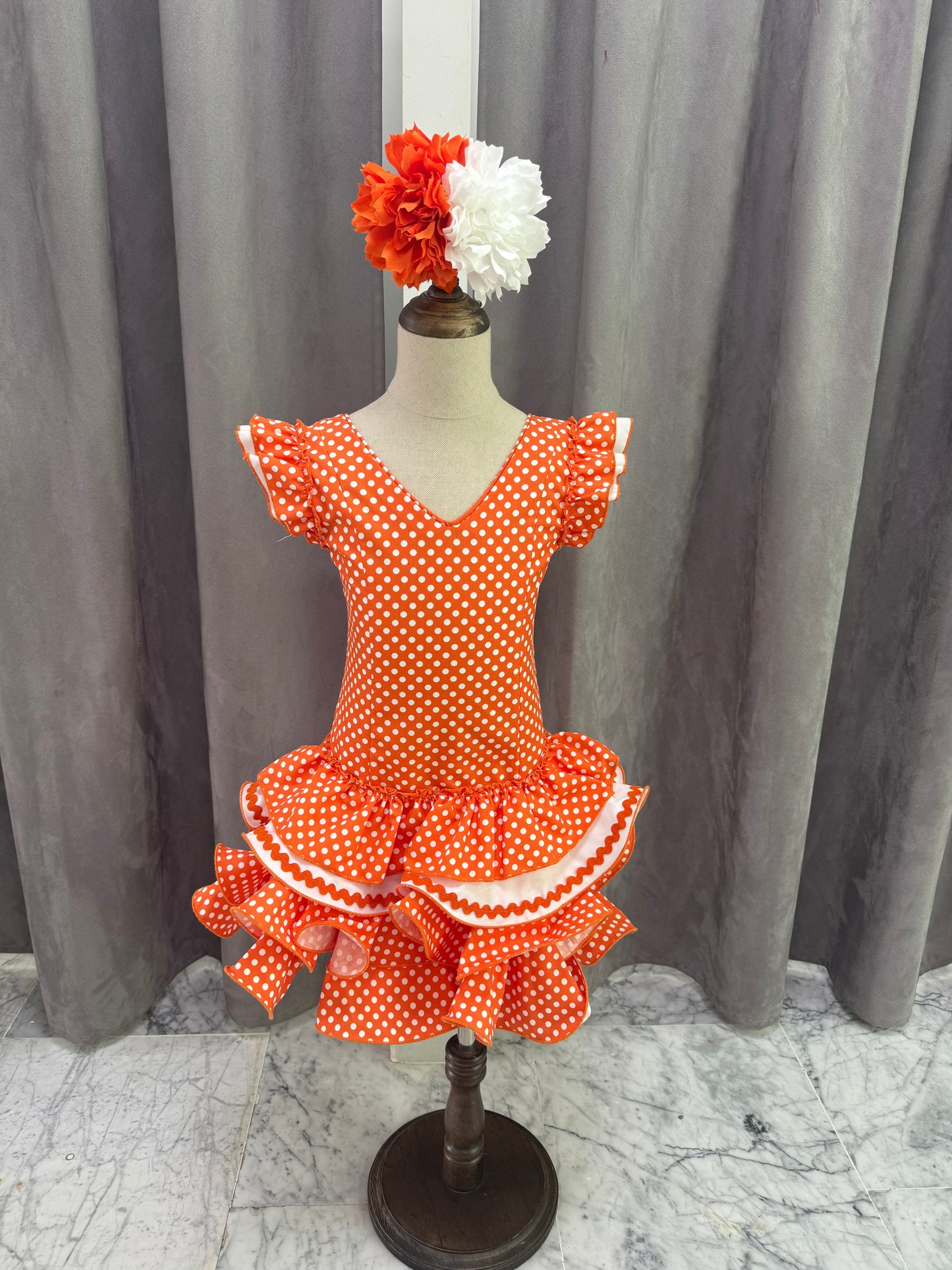 VESTIDO FLAMENCA NIÑA NARANJA