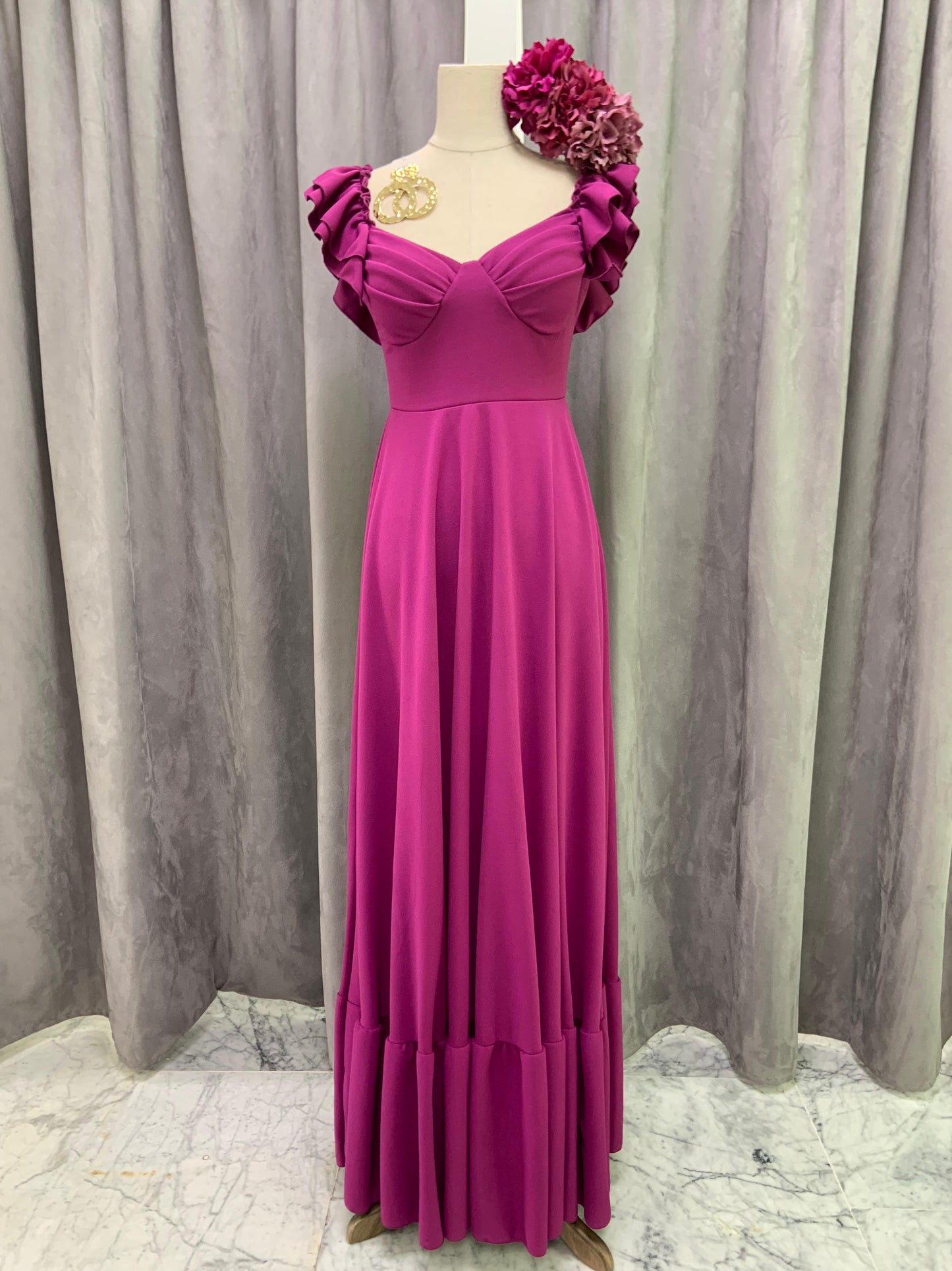 BATA FLAMENCA ESCOTE PLIEGUES