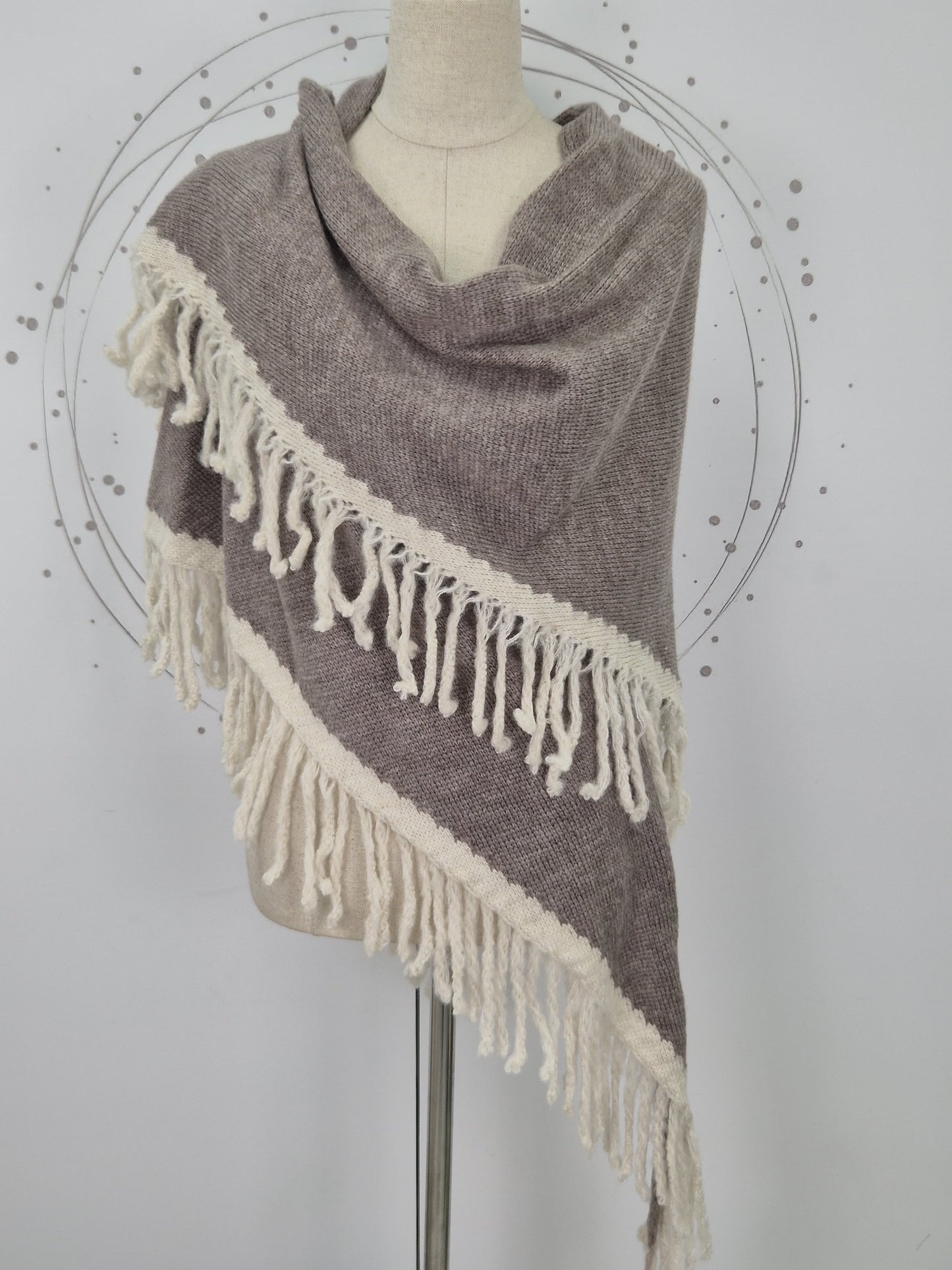 PONCHO LANA FLECOS BICOLOS