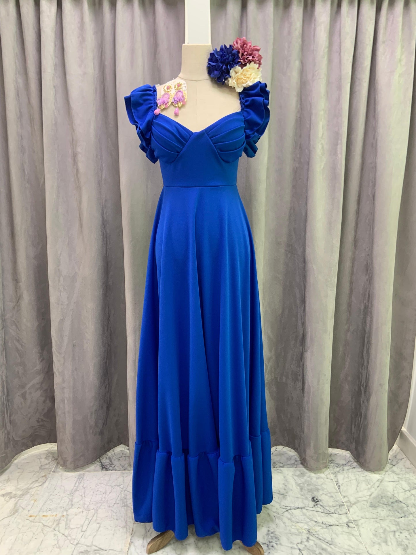 BATA FLAMENCA ESCOTE PLIEGUES