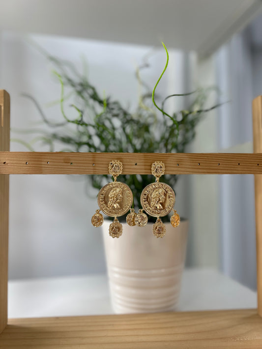PENDIENTES FLAMENCA DORADOS MONEDAS