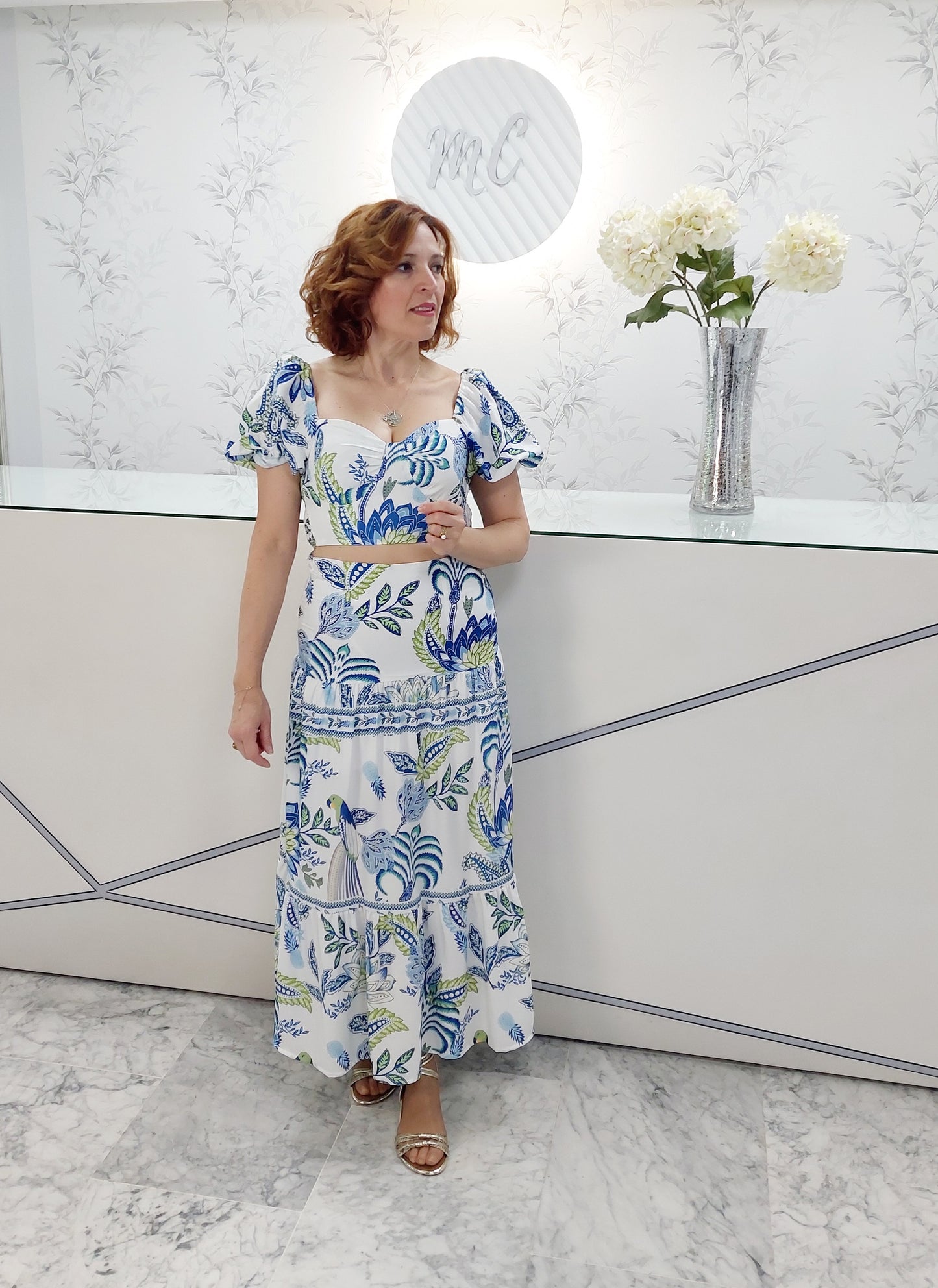 CONJUNTO TOP Y FALDA ESTAMPADO