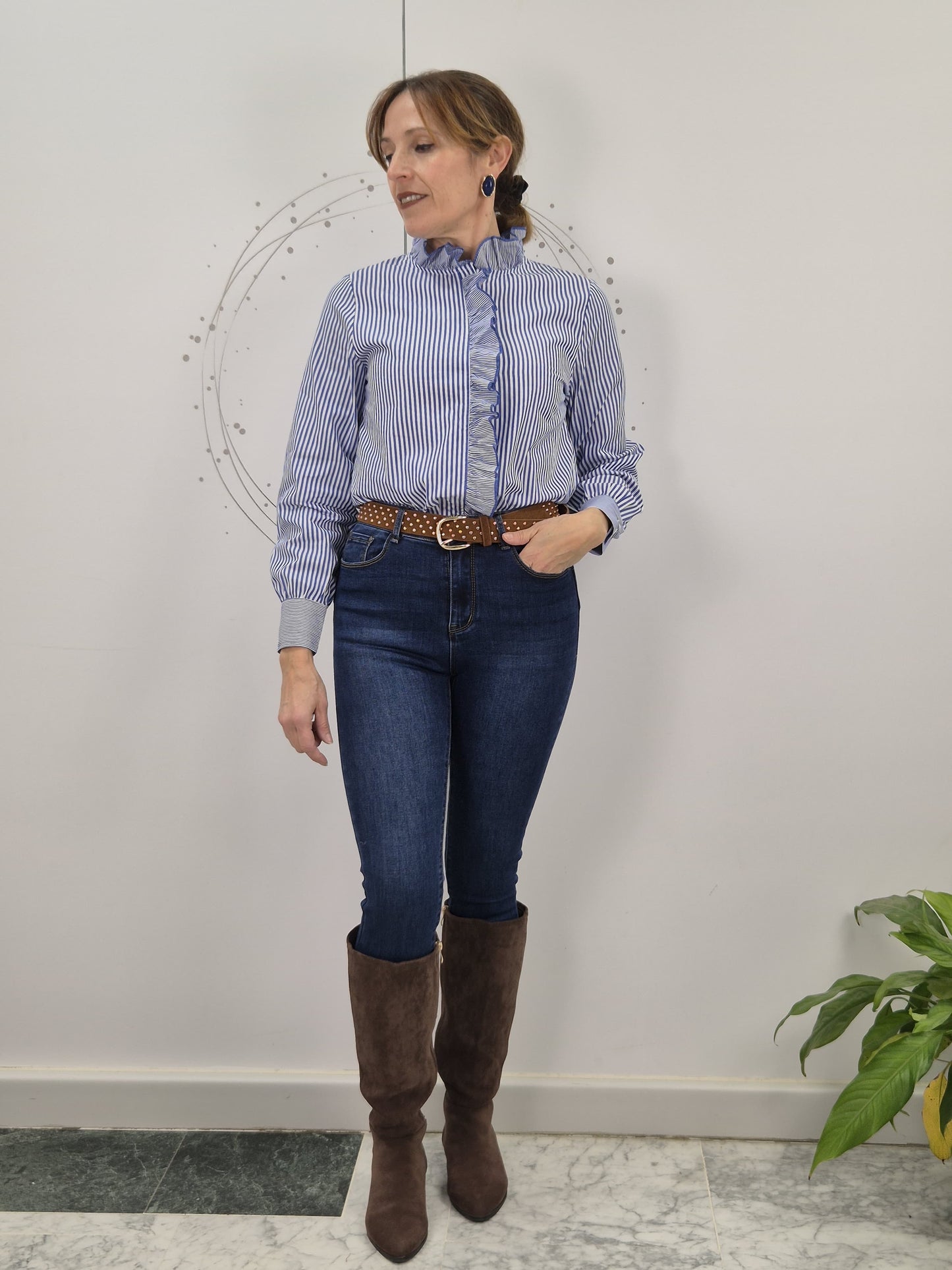 BLUSA RAYAS VOLANTES