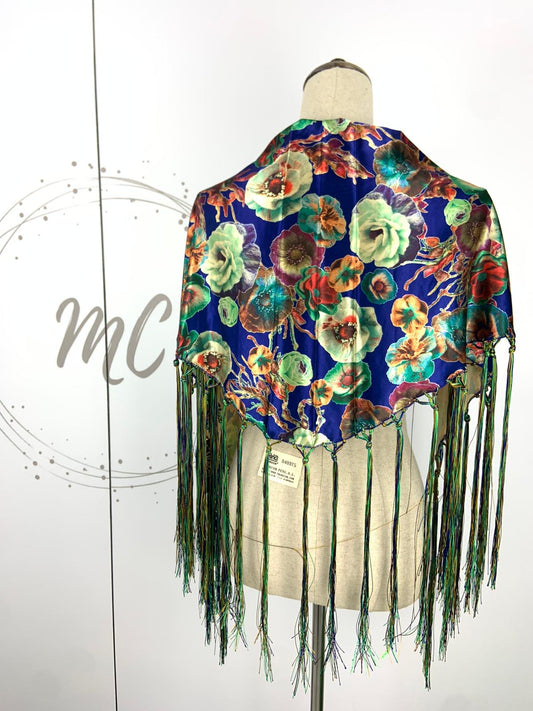 MANTON SATEN ESTAMPADO AZUL