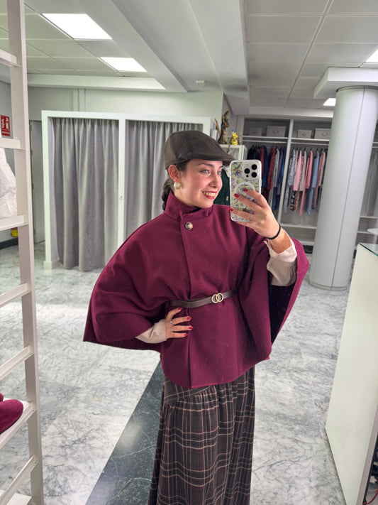 PONCHO PAÑO LISO CINTURON