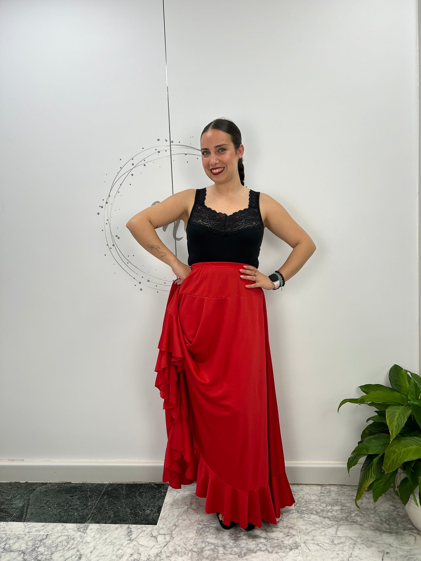FALDA FLAMENCA ENSAYO ROJA