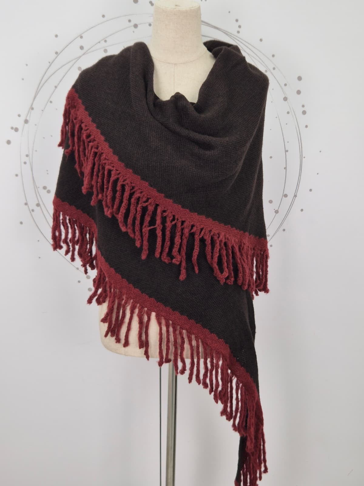 PONCHO LANA FLECOS BICOLOS