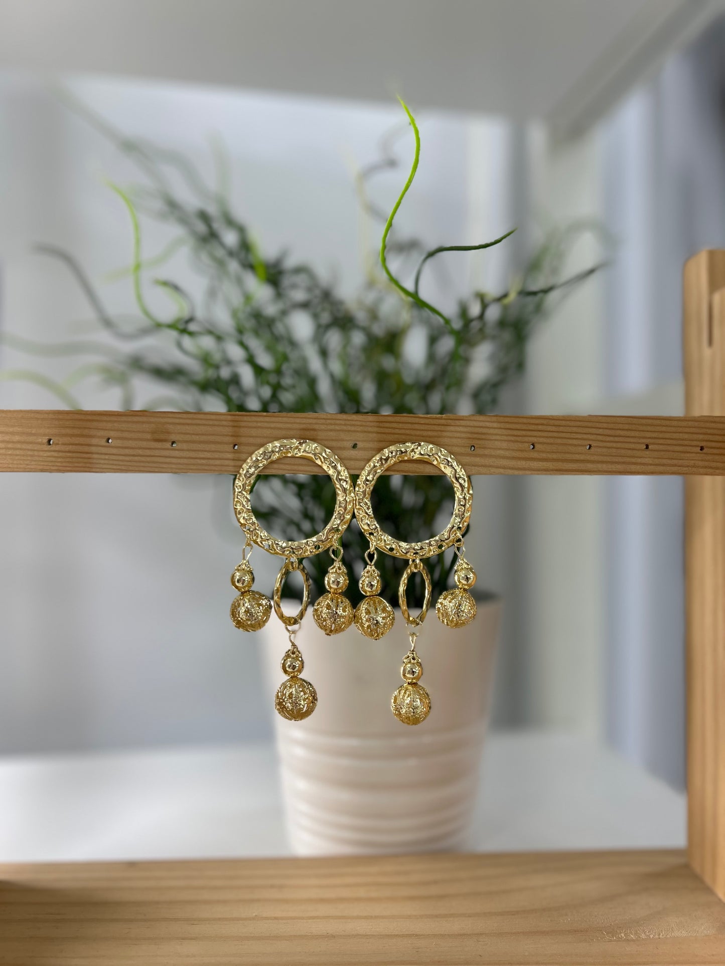 PENDIENTES FLAMENCA BOLAS DORADOS