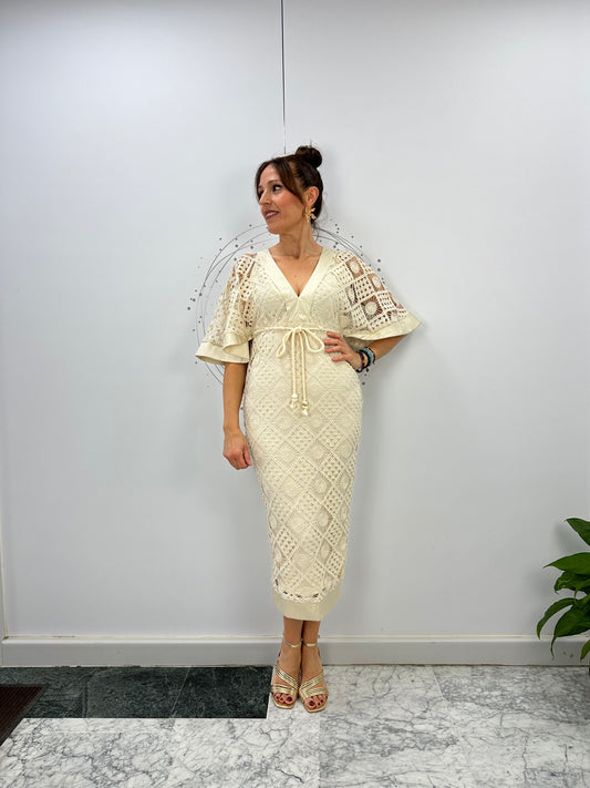 VESTIDO CROCHET ORIENTAL BEIGE