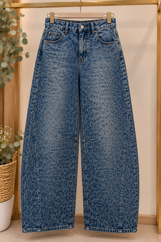 Pantalón Vaquero Barrel Animal Print