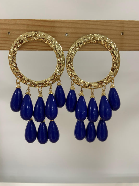 PENDIENTES ARO DORADO Y CORAL