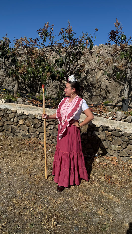 FALDA ROCIERA Y PIQUILLO MODELO ROSA