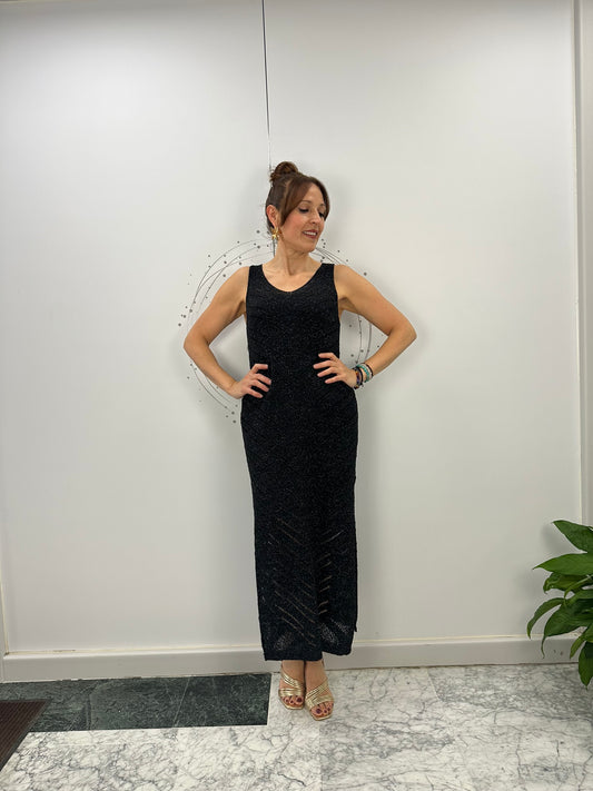 VESTIDO MIDI HILO NEGRO