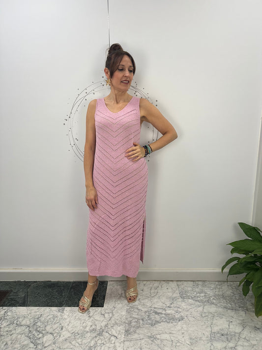 VESTIDO MIDI HILO ROSA