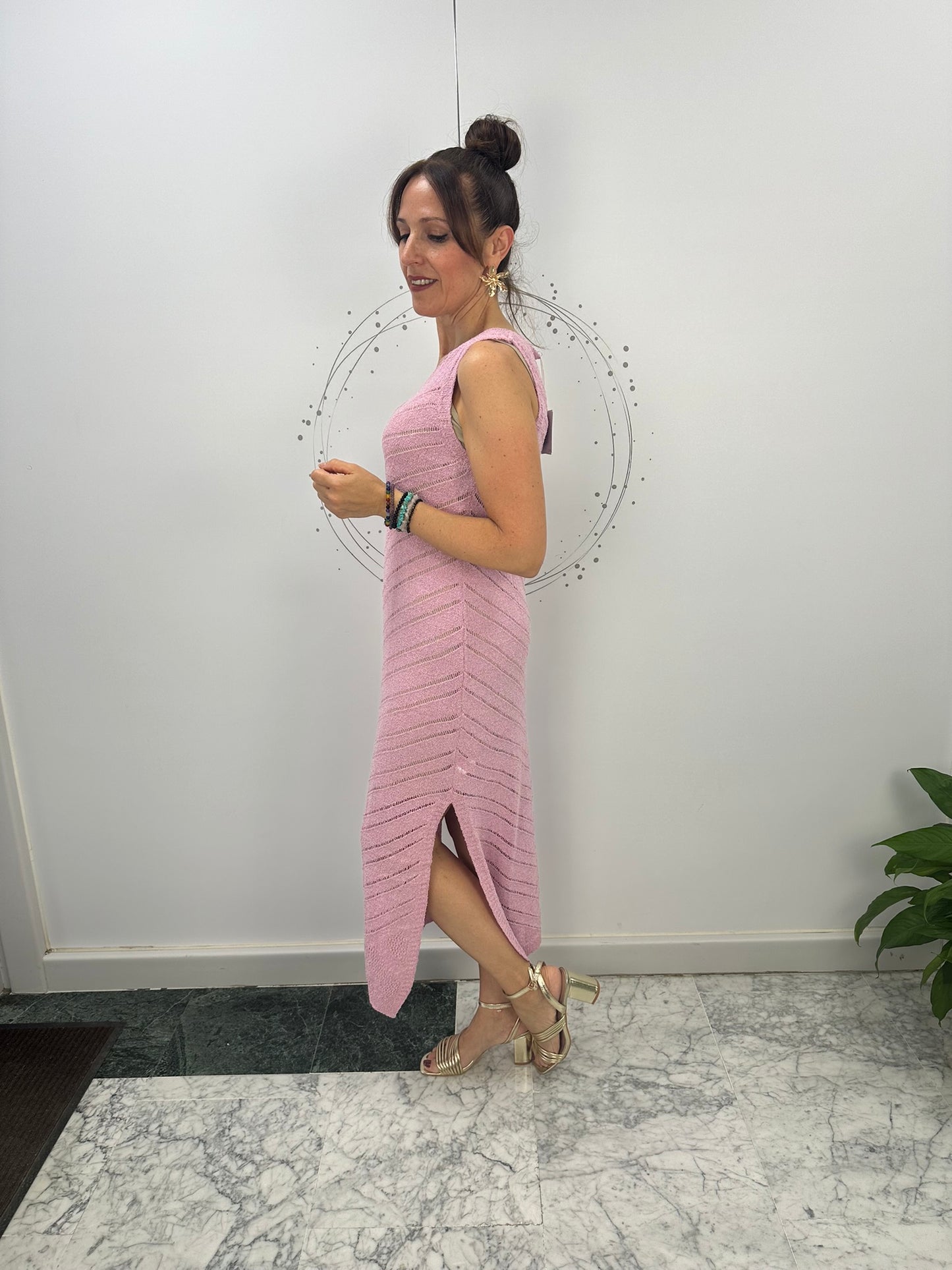 VESTIDO MIDI HILO ROSA