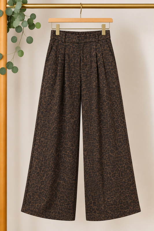 Pantalón Wide Leg Animal Print Efecto Antelina