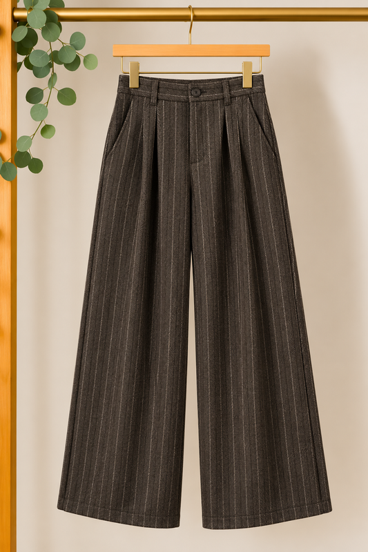 Pantalón Wide Leg de Villela a Rayas con Pinzas