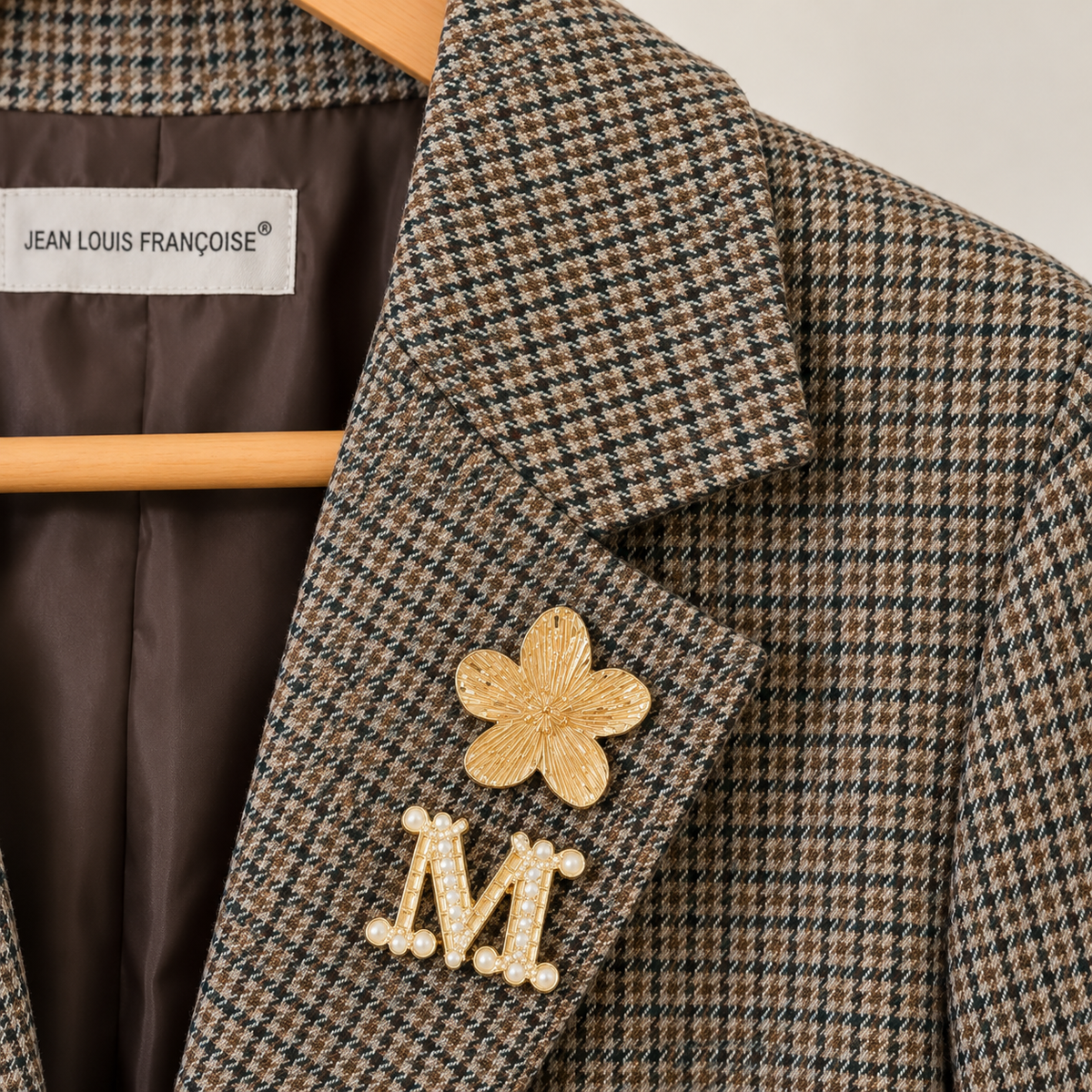 Blazer Oversize de Cuadros con Broches Dorados